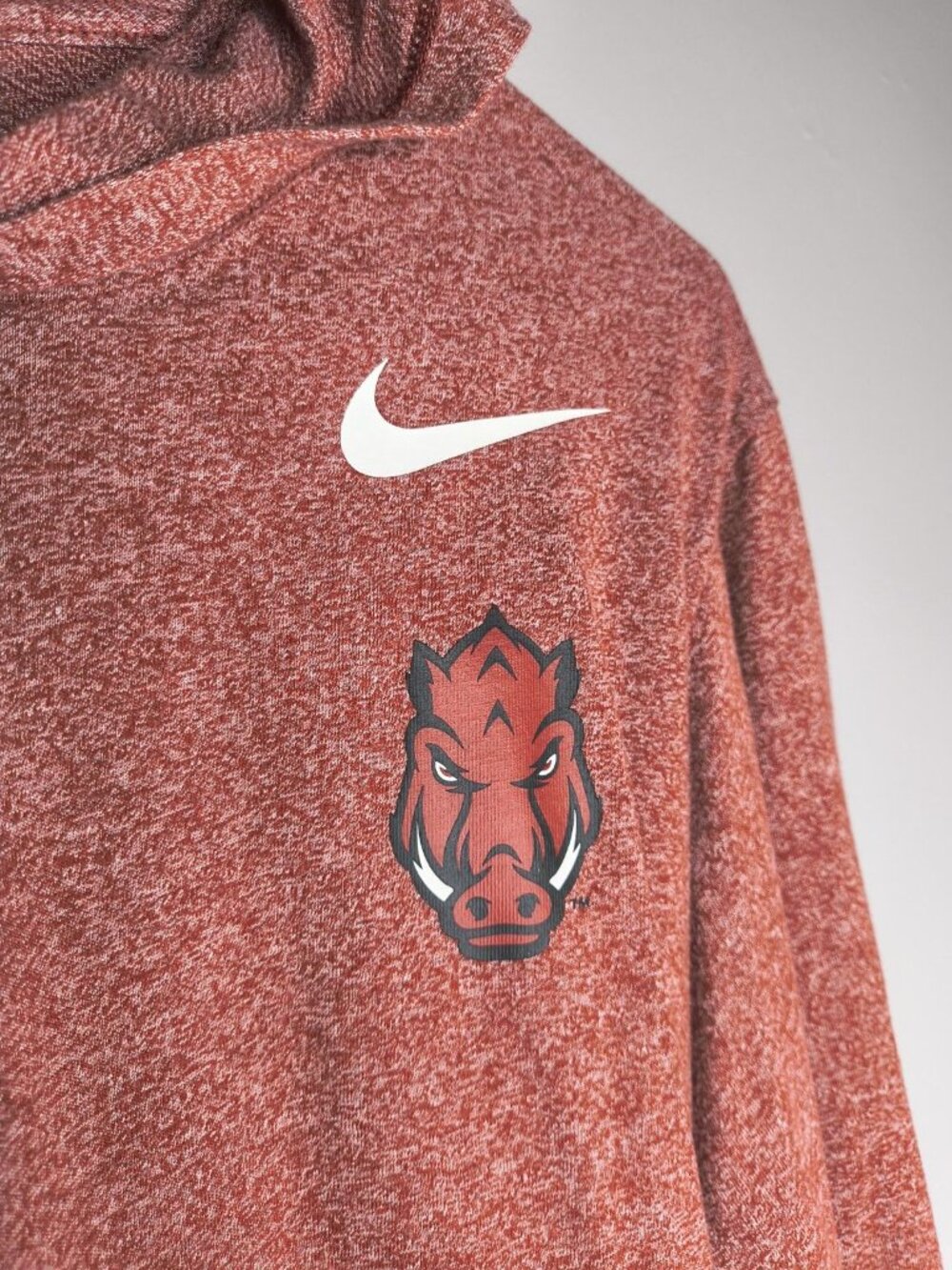 Arkansas Razorback The Nike Tee Long Sleeve Hooded Red Pig Sooie Women's Small - Picture 3 of 12